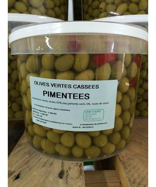 Olives cassées vertes pimentées (origine Maroc)