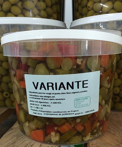 Seau variantes de légumes et crudités au vinaigre (origine Espagne) - Azur TJ Olives