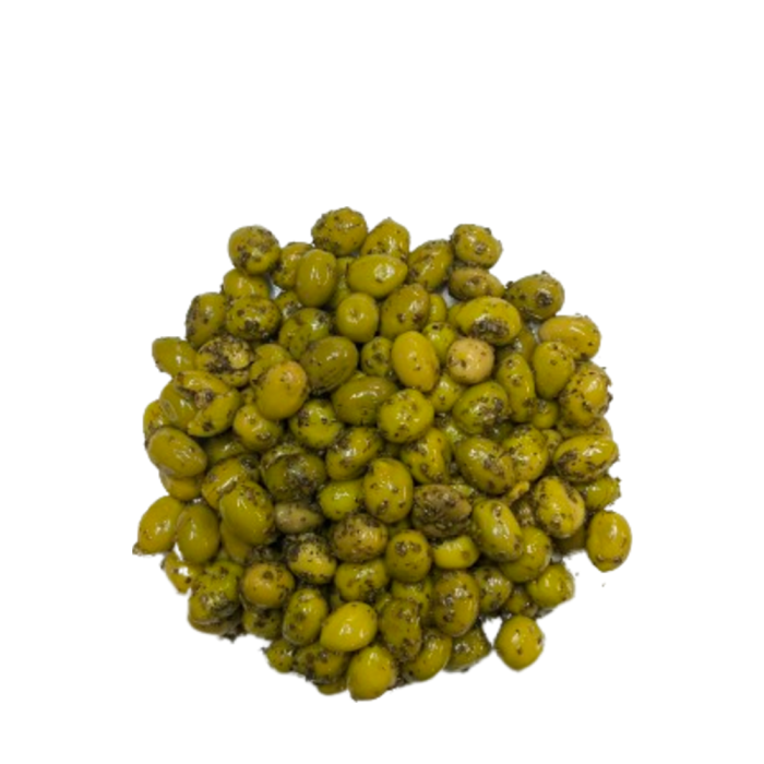OLIVE_CASSE_VERTE_AIL_BASILIC_26-uniforme OLIVES VERTES CASSÉES AIL BASILIC 26/29 2,5KG