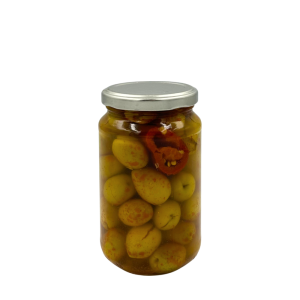 Verrine-olives-cassees-vertes-pimentees-1-uniforme OLIVES CASSEES VERTES PIMENTEES 210G